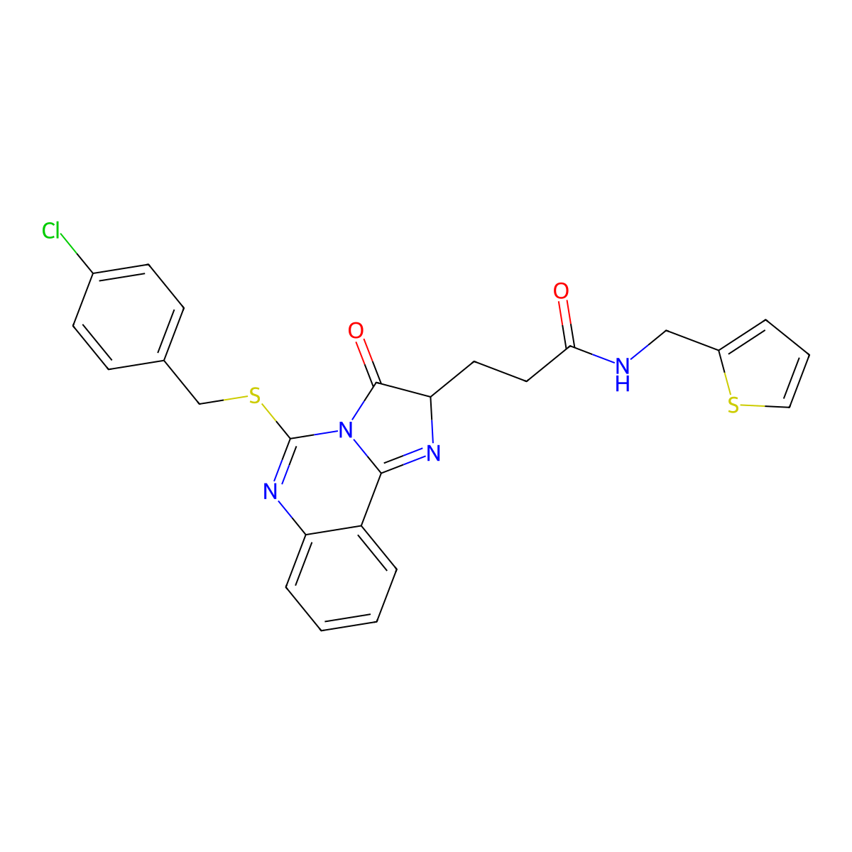 3-(5-{[(4-chlorophenyl)methyl]sulfanyl}-3-oxo-2H,3H-imidazo[1,2-c]quinazolin-2-yl)-N-[(thiophen-2-yl)methyl]propanamide molecular structure, CAS 1028031-37-9