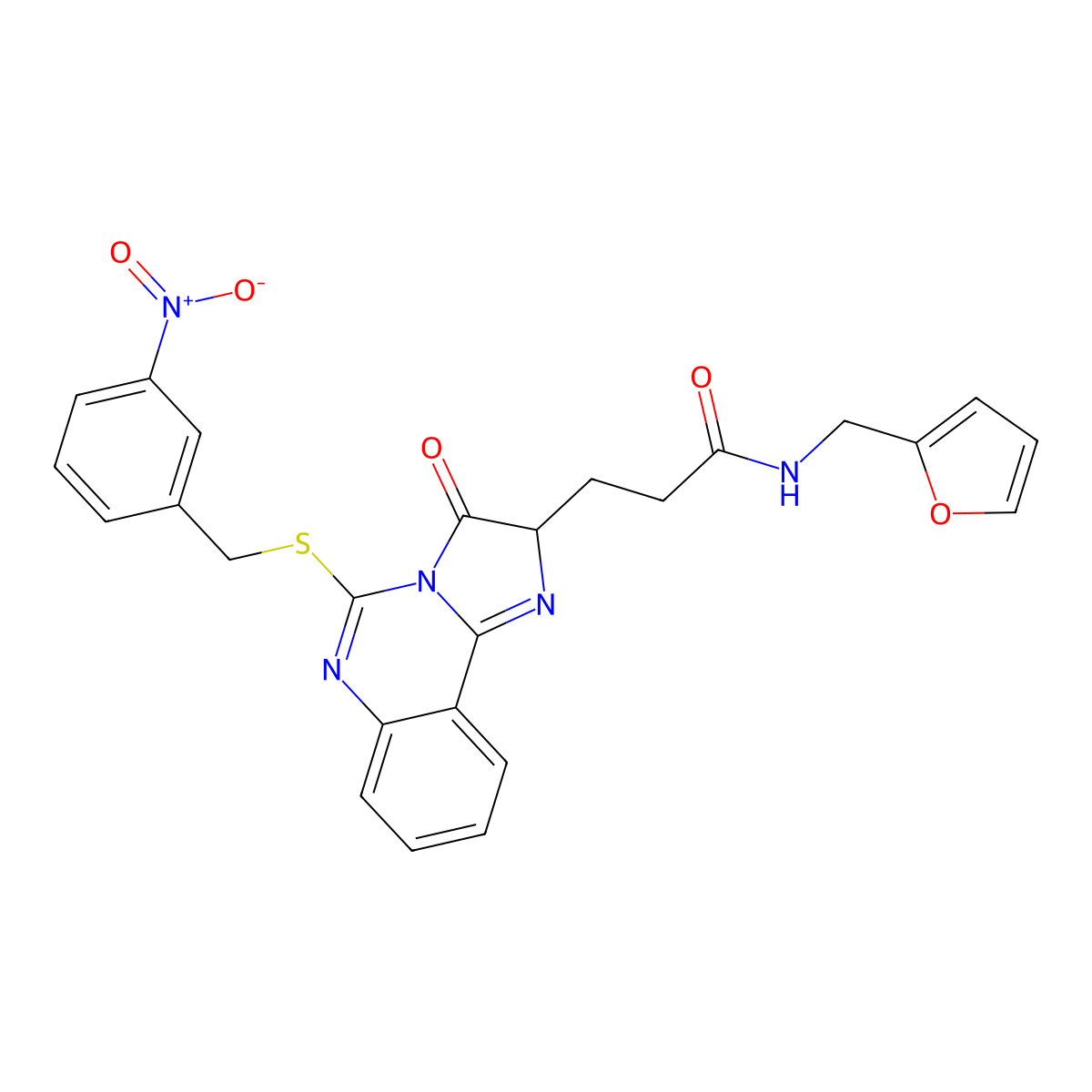 N-[(furan-2-yl)methyl]-3-(5-{[(3-nitrophenyl)methyl]sulfanyl}-3-oxo-2H,3H-imidazo[1,2-c]quinazolin-2-yl)propanamide molecular structure, CAS 1028031-42-6