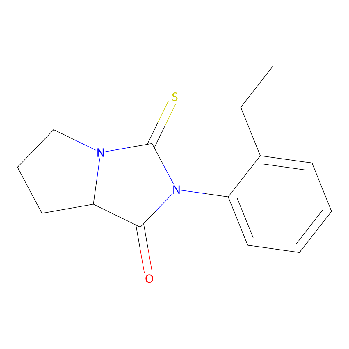 2-(2-ethylphenyl)-3-thioxohexahydro-1H-pyrrolo[1,2-c]imidazol-1-one molecular structure, CAS 1028055-91-5