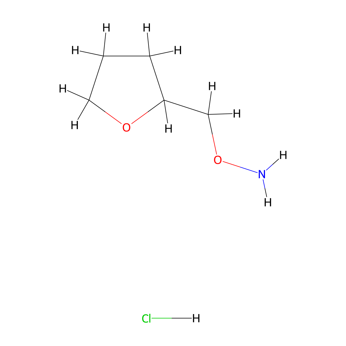 O-[(oxolan-2-yl)methyl]hydroxylamine hydrochloride molecular structure, CAS 102806-73-5
