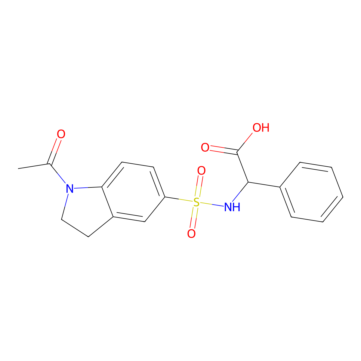 {[(1-Acetyl-2,3-dihydro-1H-indol-5-YL)sulfonyl]-amino}(phenyl)acetic acid molecular structure, CAS 1028067-91-5