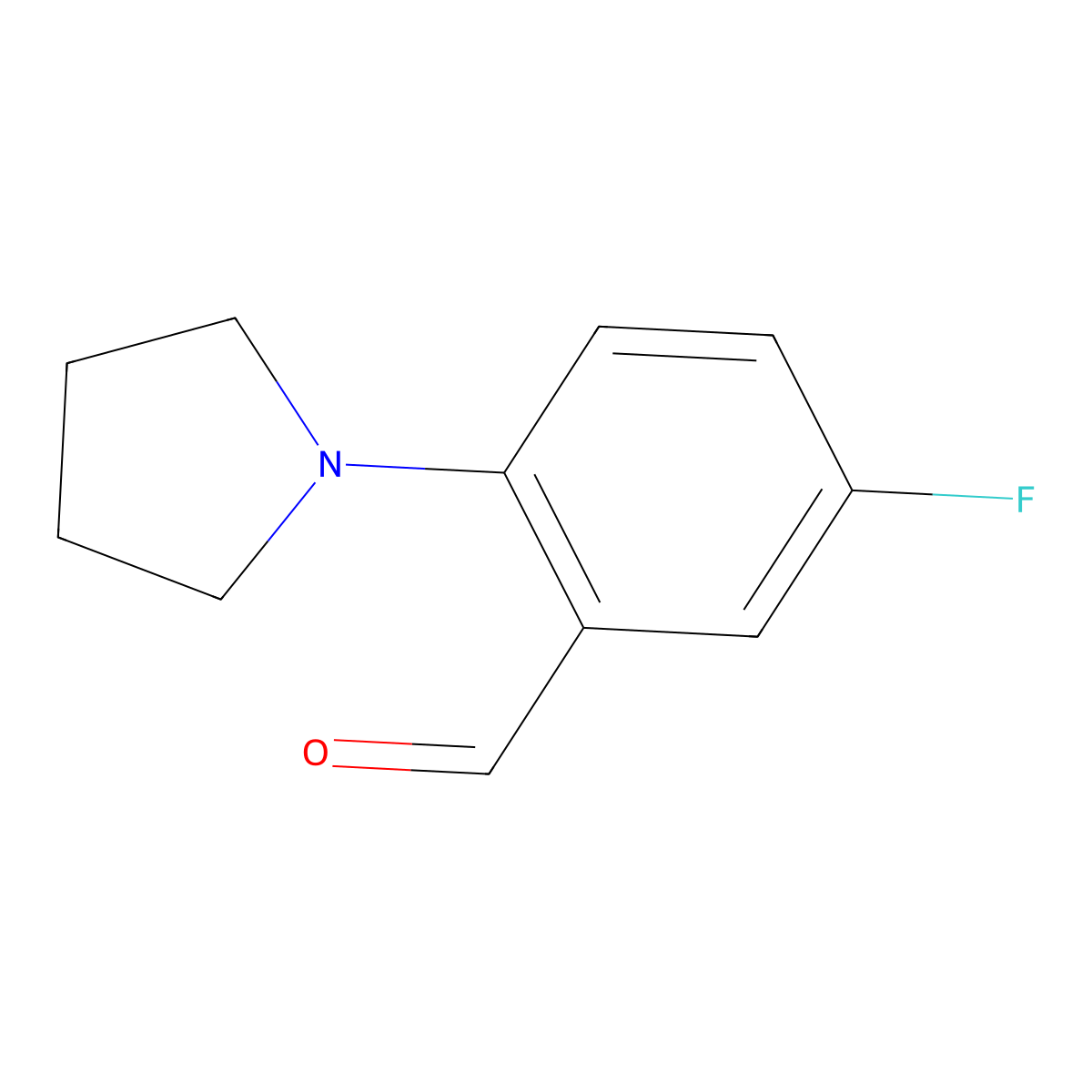 5-Fluoro-2-(pyrrolidin-1-yl)benzaldehyde molecular structure, CAS 1028090-05-2