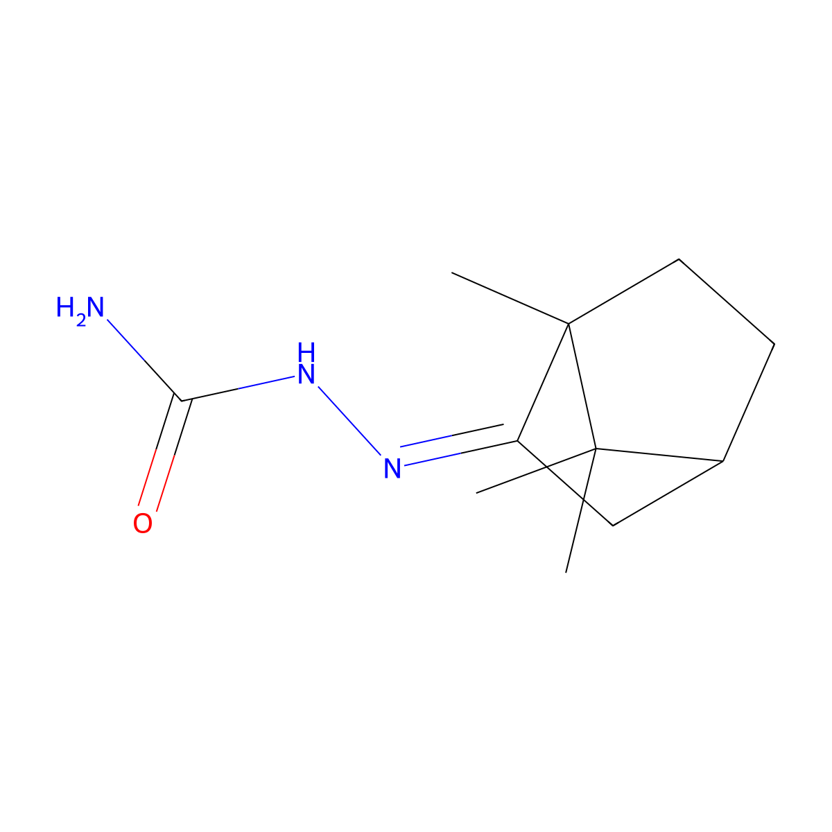 Hydrazinecarboxamide, 2-(1,7,7-trimethylbicyclo[2.2.1]hept-2-ylidene)- molecular structure, CAS 10281-41-1