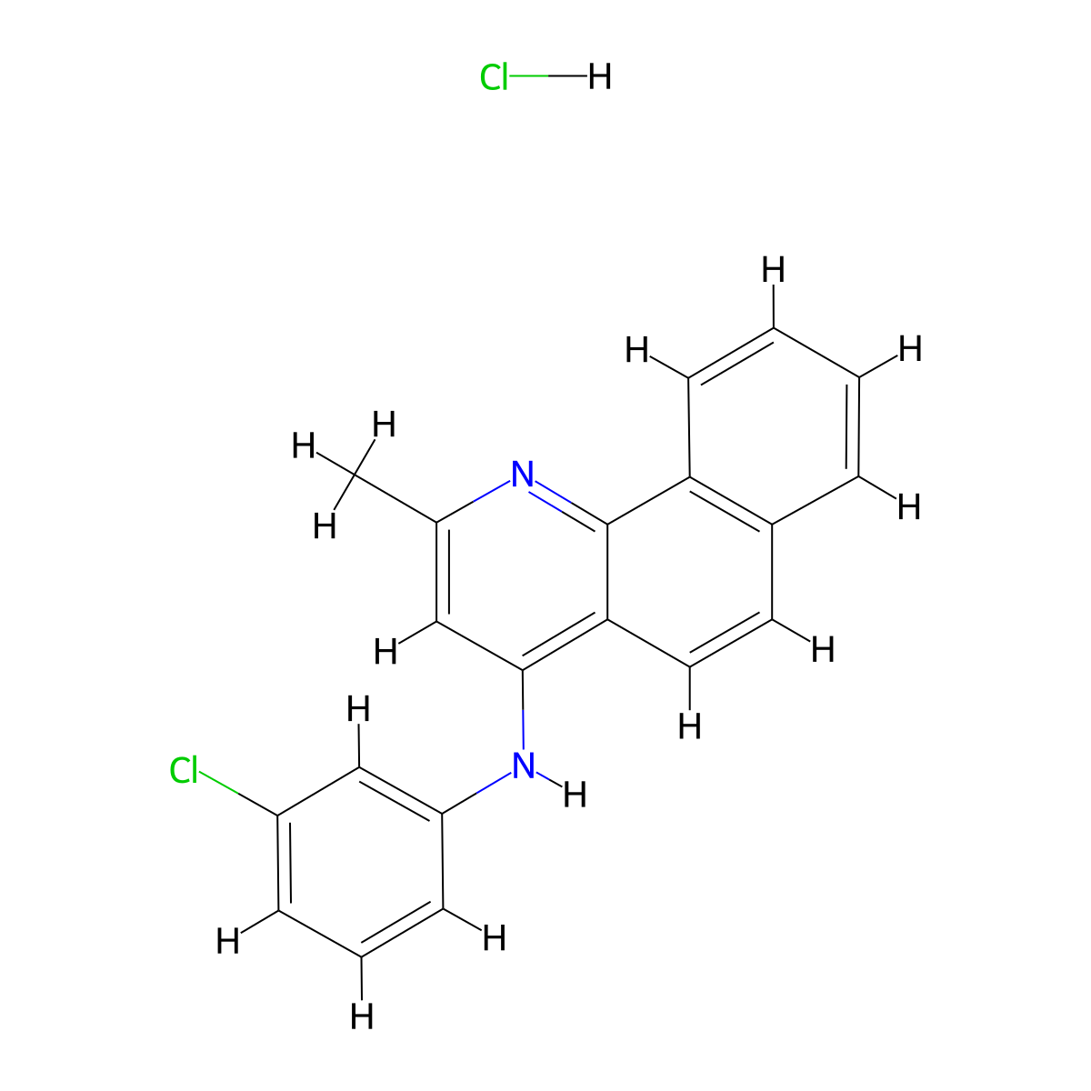 (3-Chlorophenyl)(2-methylbenzo[h]quinolin-4-yl)amine, chloride molecular structure, CAS 1028127-77-6