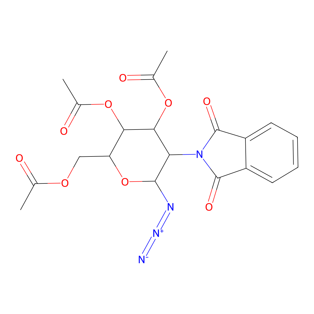 3,4,6-Tri-O-acetyl-2-deoxy-2-phthalimido-beta-D-glucopyranosyl azide molecular structure, CAS 102816-24-0
