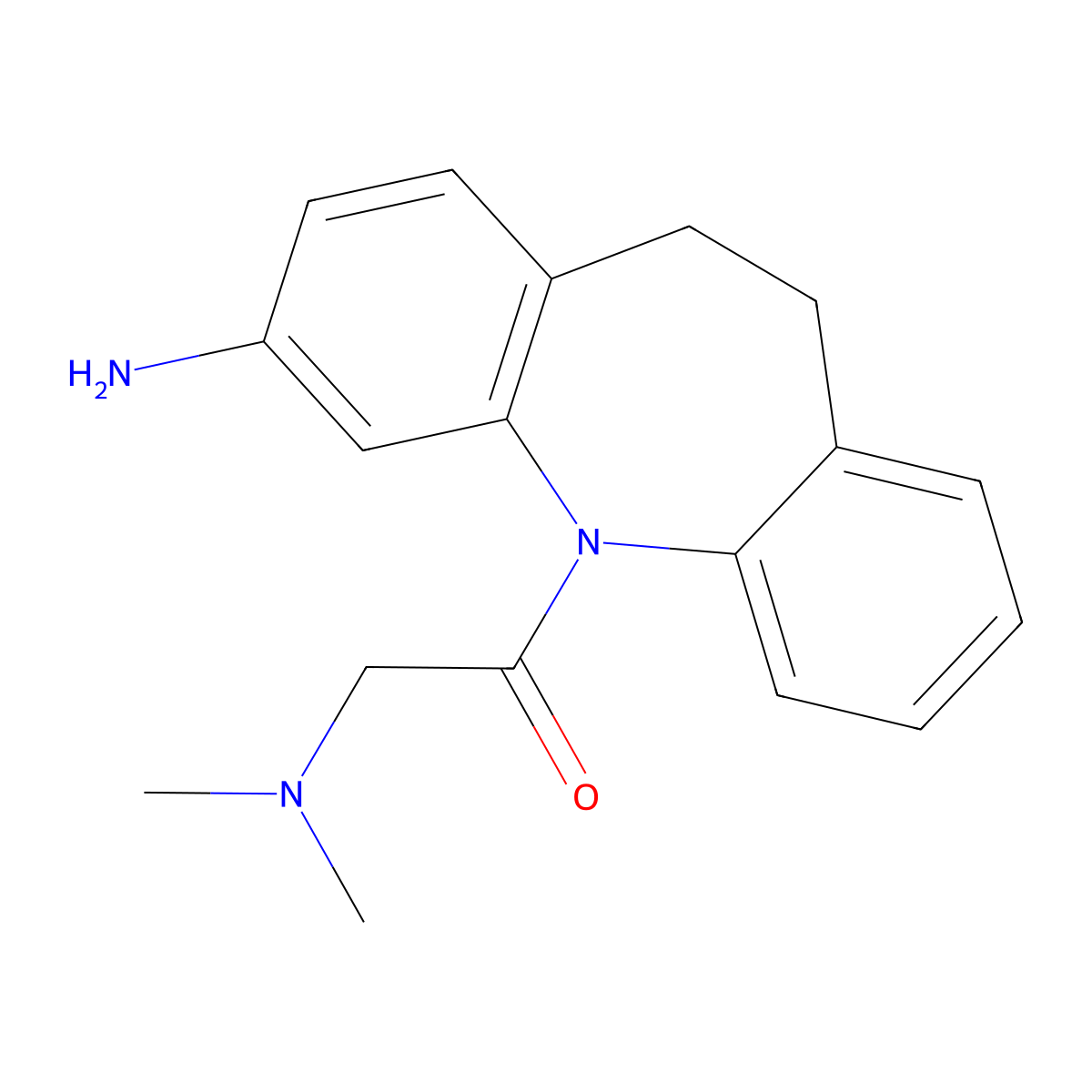 1-(3-Amino-10,11-dihydro-dibenzo[b,f]azepin-5-yl)-2-dimethylamino-ethanone molecular structure, CAS 102821-91-0