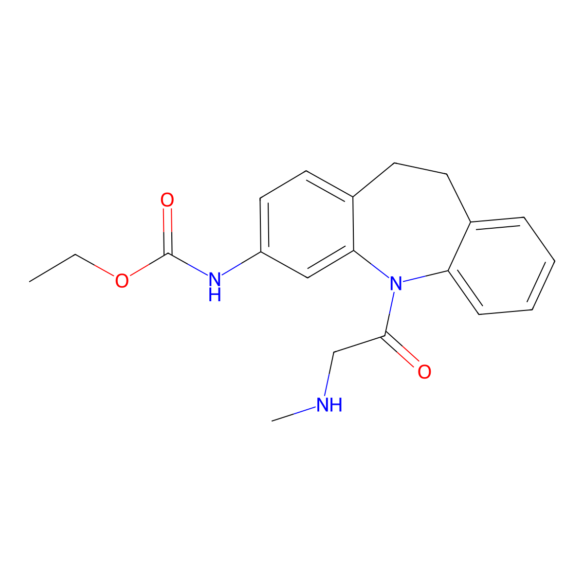 Carbamic acid, N-(10,11-dihydro-5-(2-(methylamino)acetyl)-5H-dibenz(b,f)azepin-3-yl)-, ethyl ester molecular structure, CAS 102821-92-1