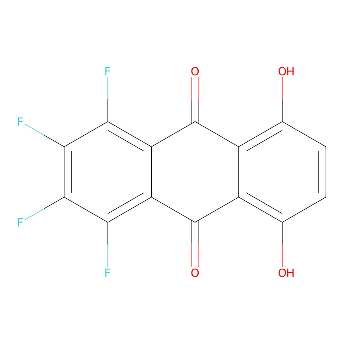 1,2,3,4-Tetrafluoro-5,8-dihydroxyanthraquinone molecular structure, CAS 102822-05-9
