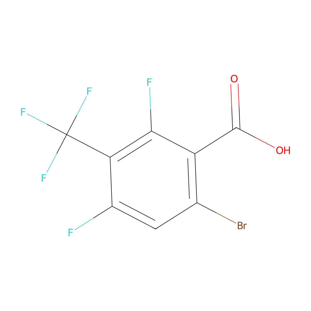 6-bromo-2,4-difluoro-3-(trifluoromethyl)benzoic Acid molecular structure, CAS 1028259-49-5