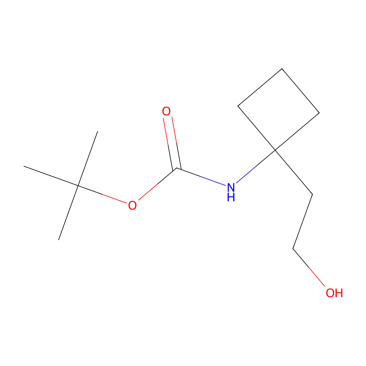 Tert-butyl N-[1-(2-hydroxyethyl)cyclobutyl]carbamate molecular structure, CAS 1028266-97-8