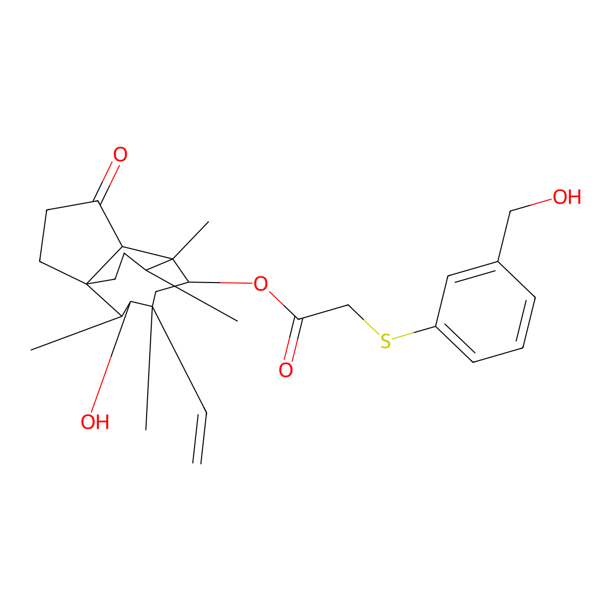 (3aR,4R,5R,7S,8S,9R,9aS,12R)-8-hydroxy-4,7,9,12-tetramethyl-3-oxo-7-vinyldecahydro-4,9a-propanocyclopenta[8]annulen-5-yl 2-((3-(hydroxymethyl)phenyl)thio)acetate molecular structure, CAS 1028291-66-8