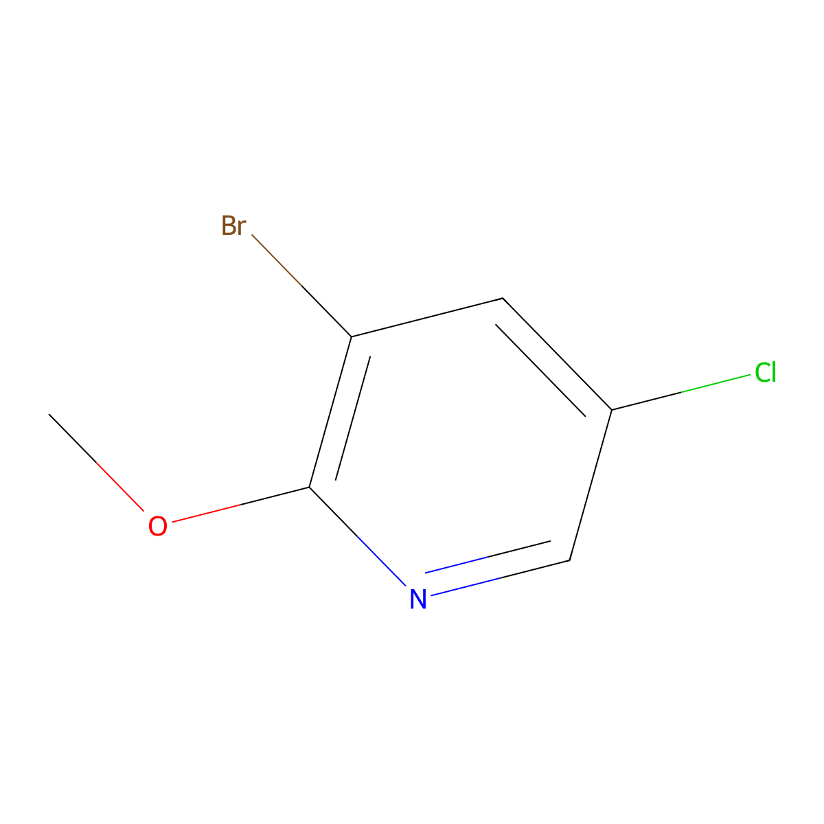 3-Bromo-5-chloro-2-methoxypyridine molecular structure, CAS 102830-75-1