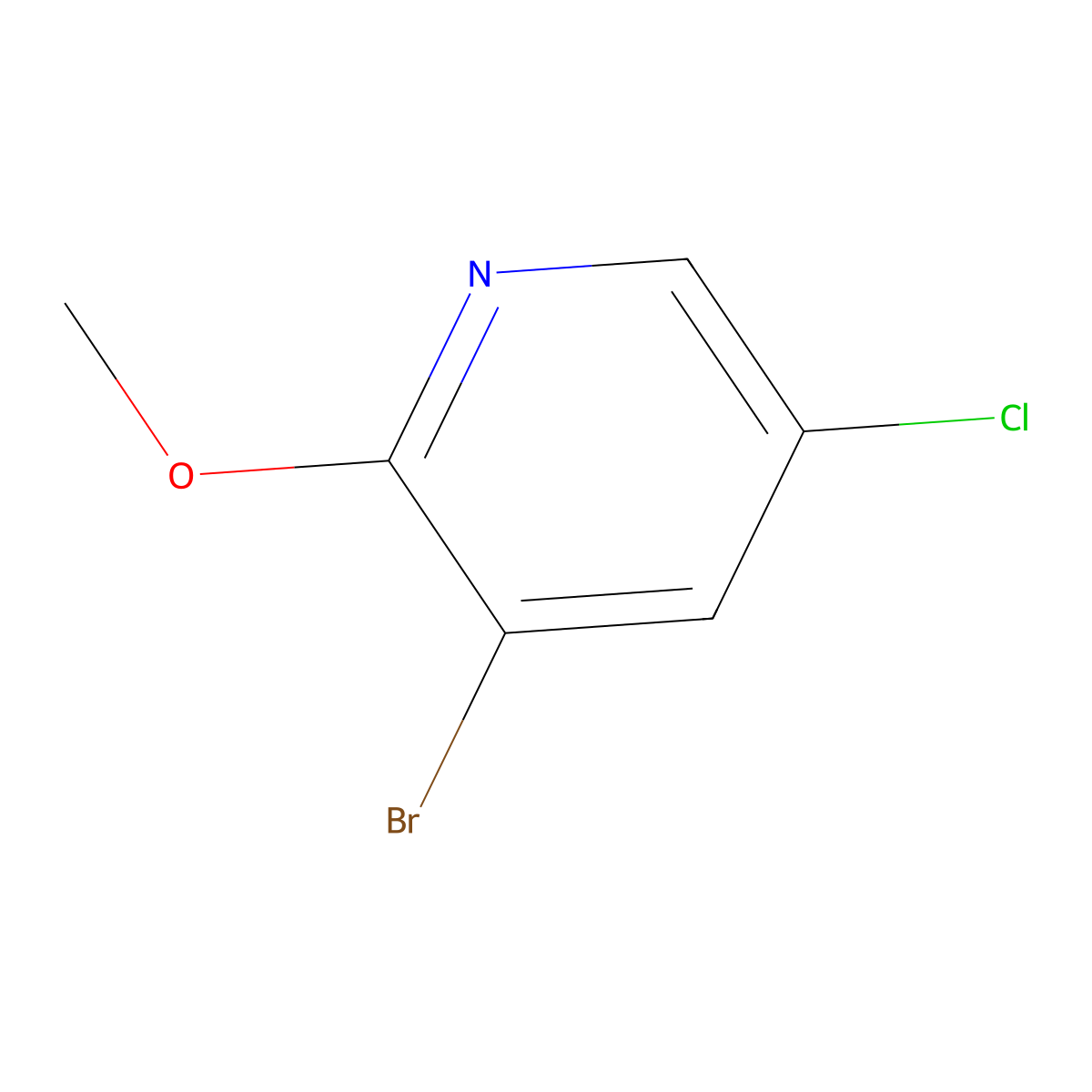 3-Bromo-5-chloro-2-methoxypyridine molecular structure, CAS 102830-75-1