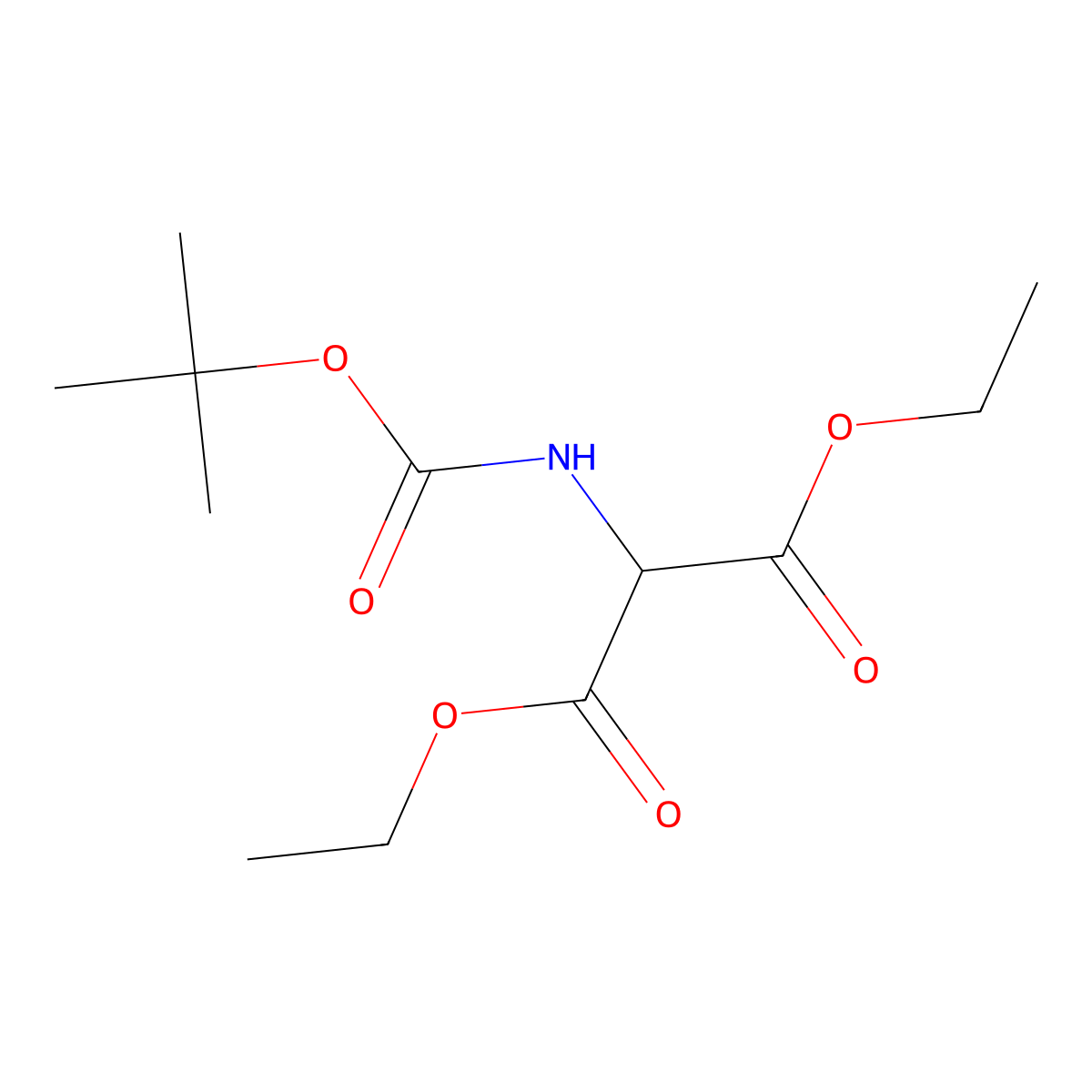 Diethyl 2-((tert-butoxycarbonyl)amino)malonate molecular structure, CAS 102831-44-7