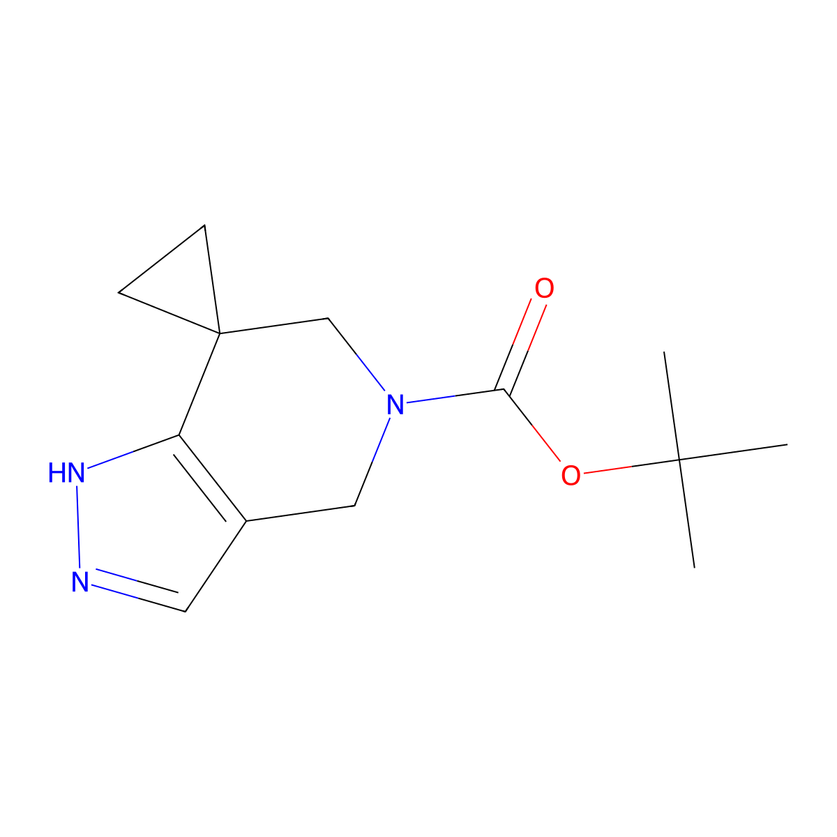 Tert-butyl 4',6'-dihydrospiro[cyclopropane-1,7'-pyrazolo[4,3-C]pyridine]-5'(2'H)-carboxylate molecular structure, CAS 1028320-38-8