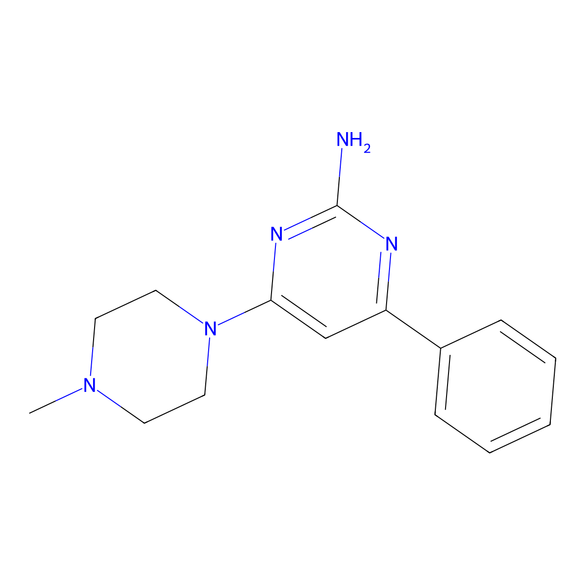 4-(4-Methylpiperazin-1-yl)-6-phenylpyrimidin-2-amine molecular structure, CAS 1028327-66-3