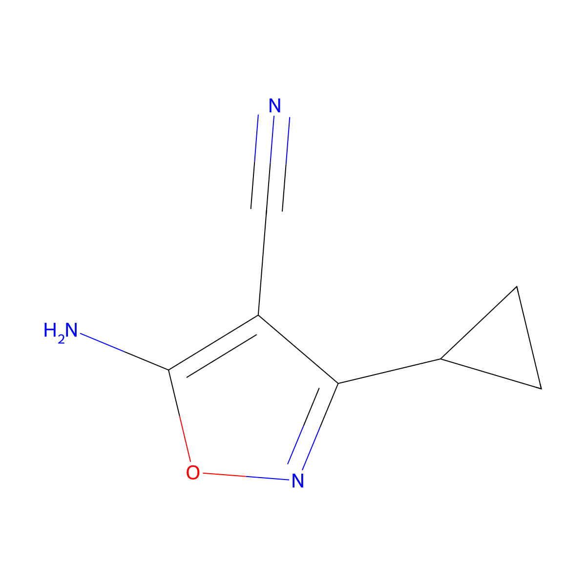 5-Amino-3-cyclopropyl-1,2-oxazole-4-carbonitrile molecular structure, CAS 1028328-16-6