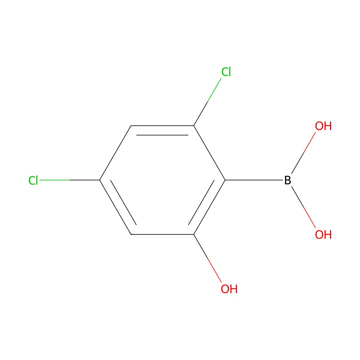 (2,4-Dichloro-6-hydroxyphenyl)boronic acid molecular structure, CAS 1028332-22-0