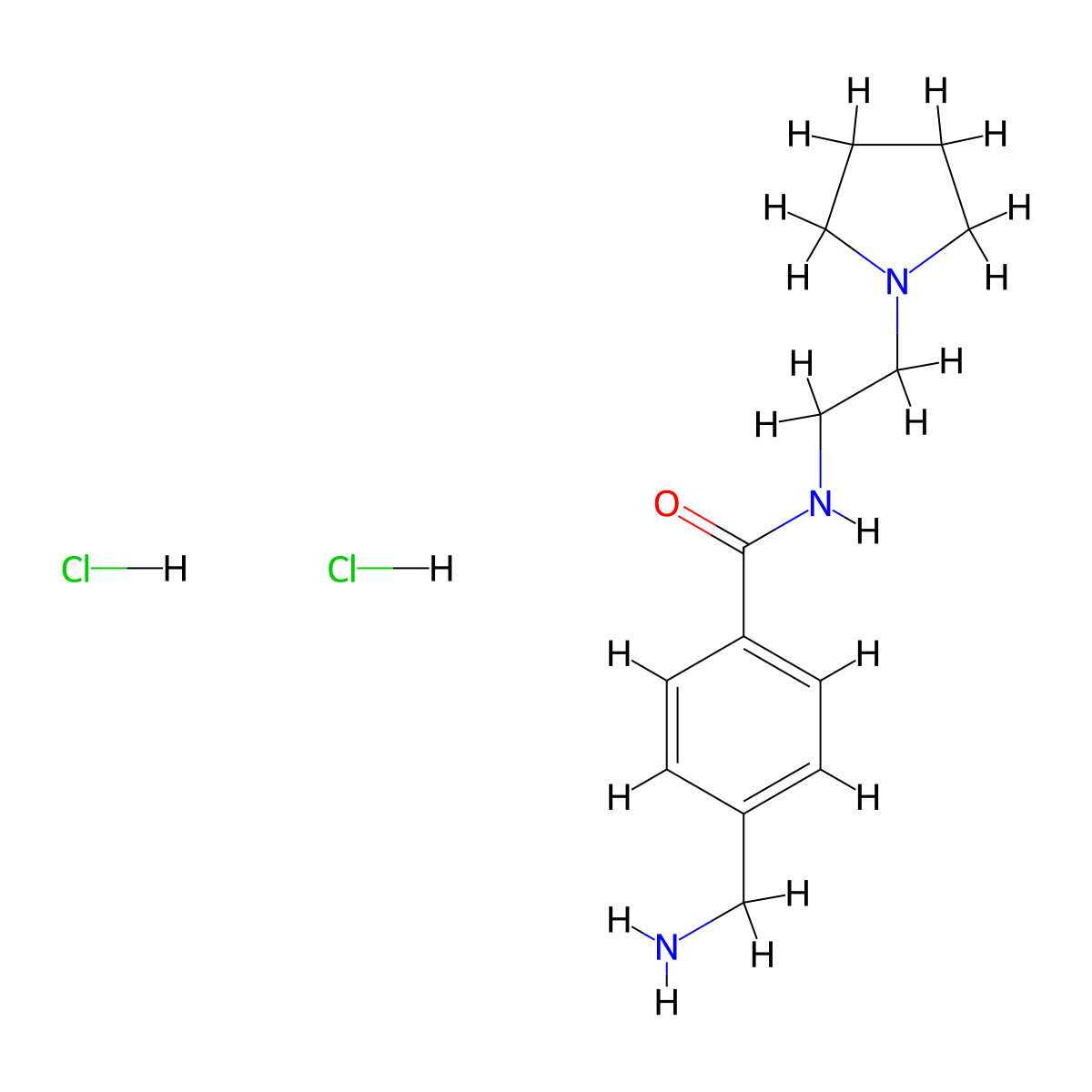 4-(aminomethyl)-N-[2-(pyrrolidin-1-yl)ethyl]benzamide dihydrochloride molecular structure, CAS 1028338-62-6