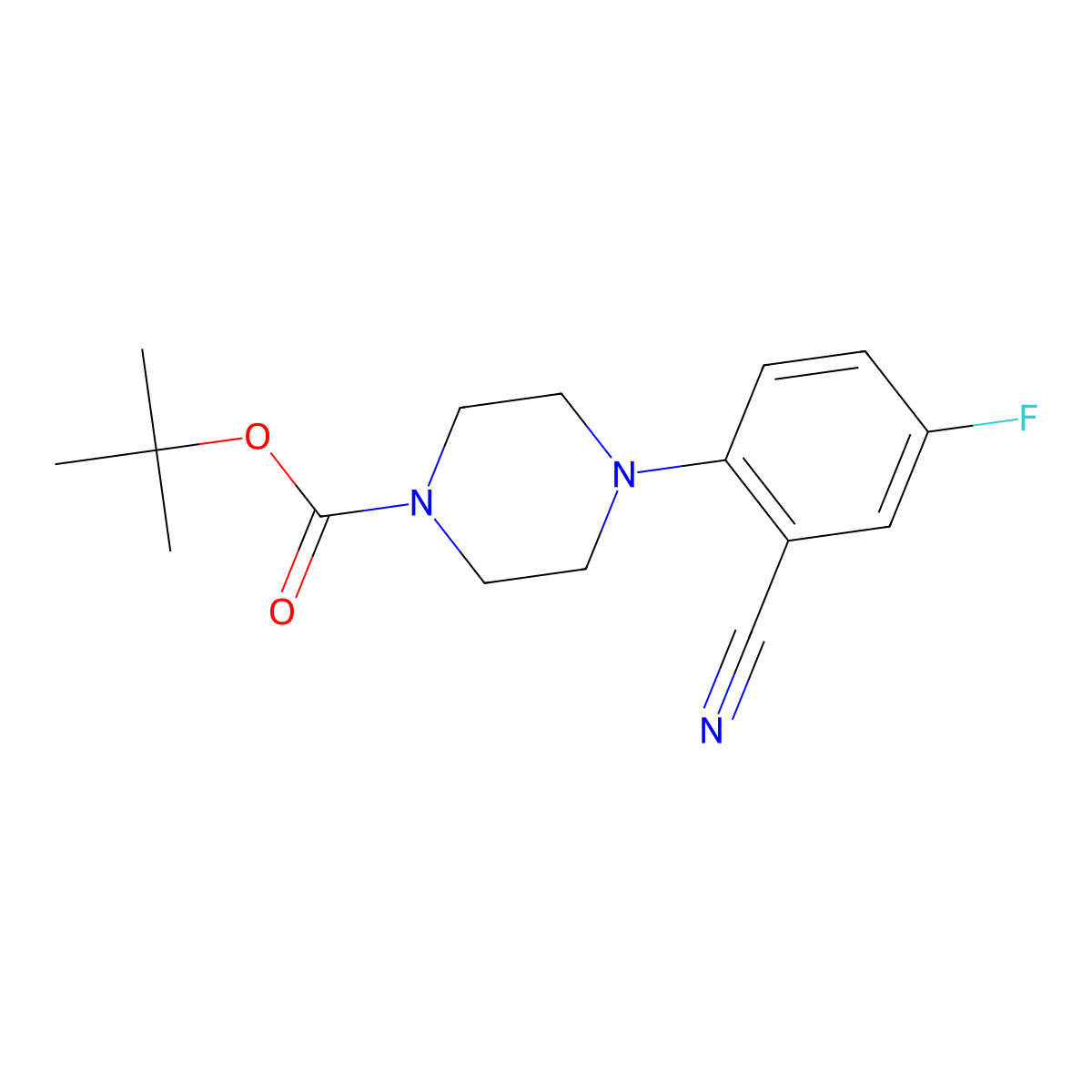 Tert-butyl 4-(2-cyano-4-fluorophenyl)piperazine-1-carboxylate molecular structure, CAS 1028339-26-5