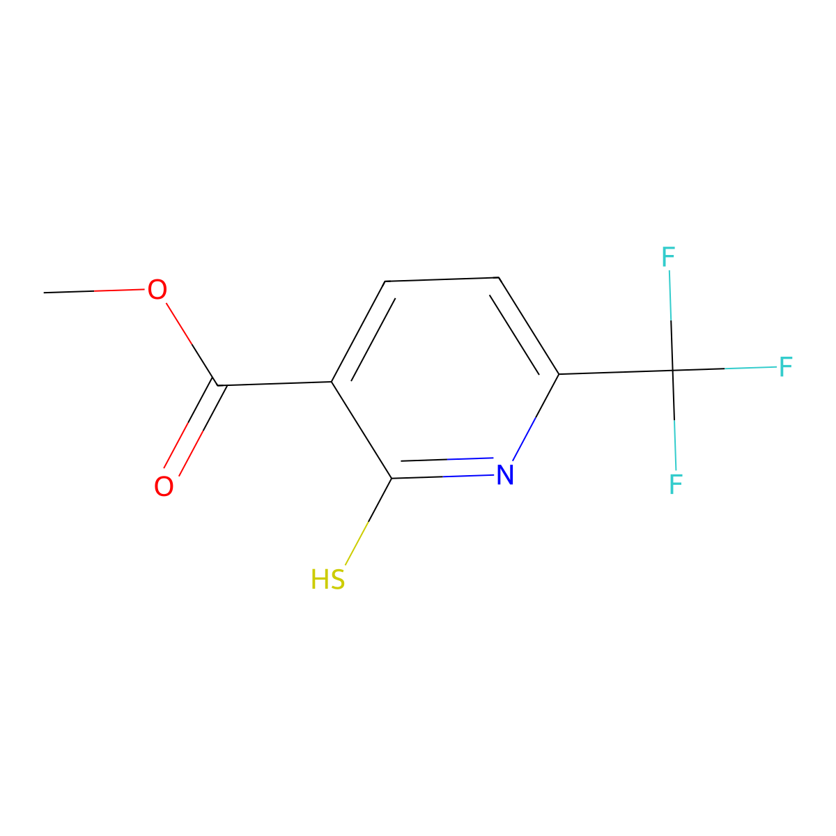 Methyl 2-mercapto-6-trifluoromethyl-3-pyridinecarboxylate molecular structure, CAS 1028343-10-3