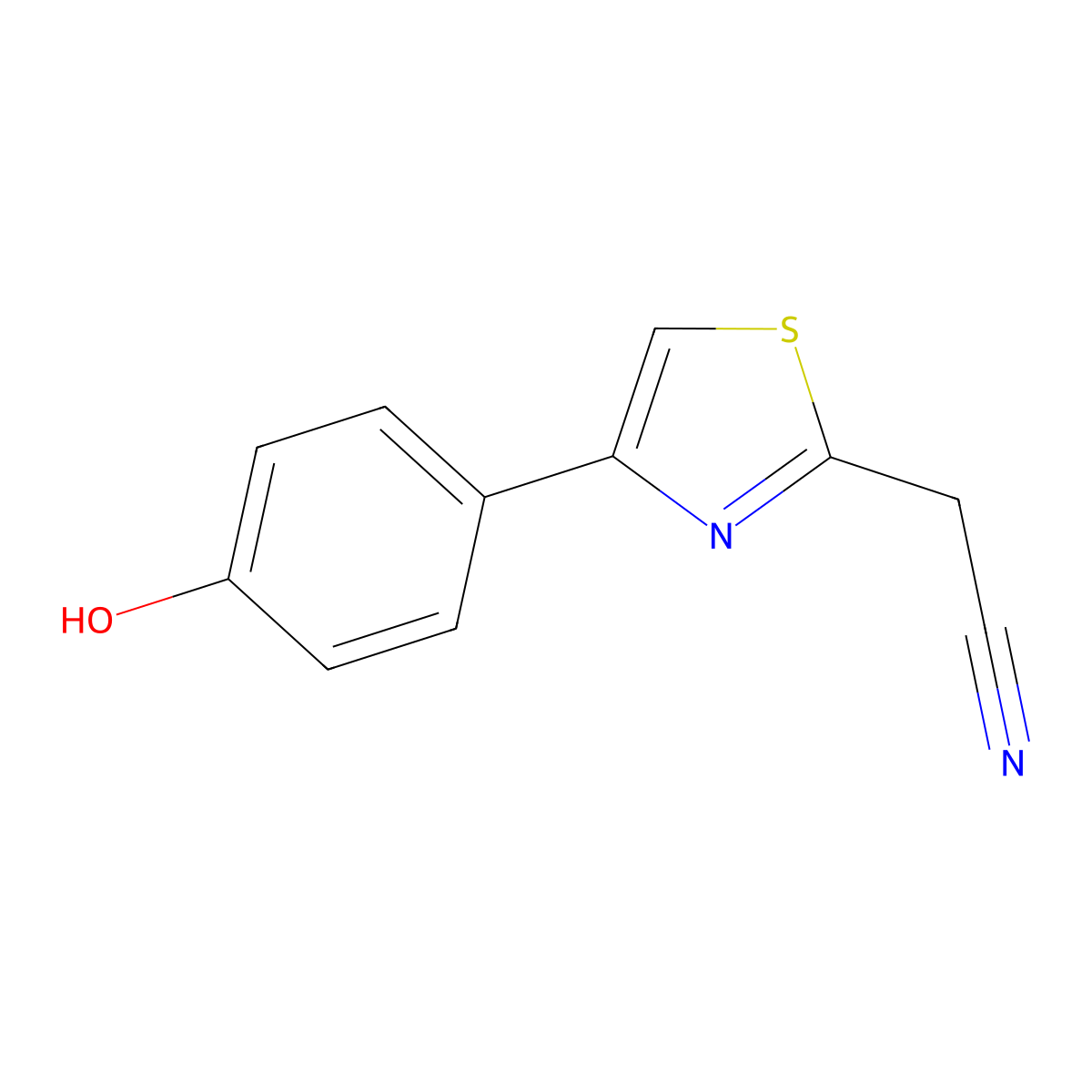 4-(4-Hydroxyphenyl)-2-thiazoleacetonitrile molecular structure, CAS 1028352-86-4