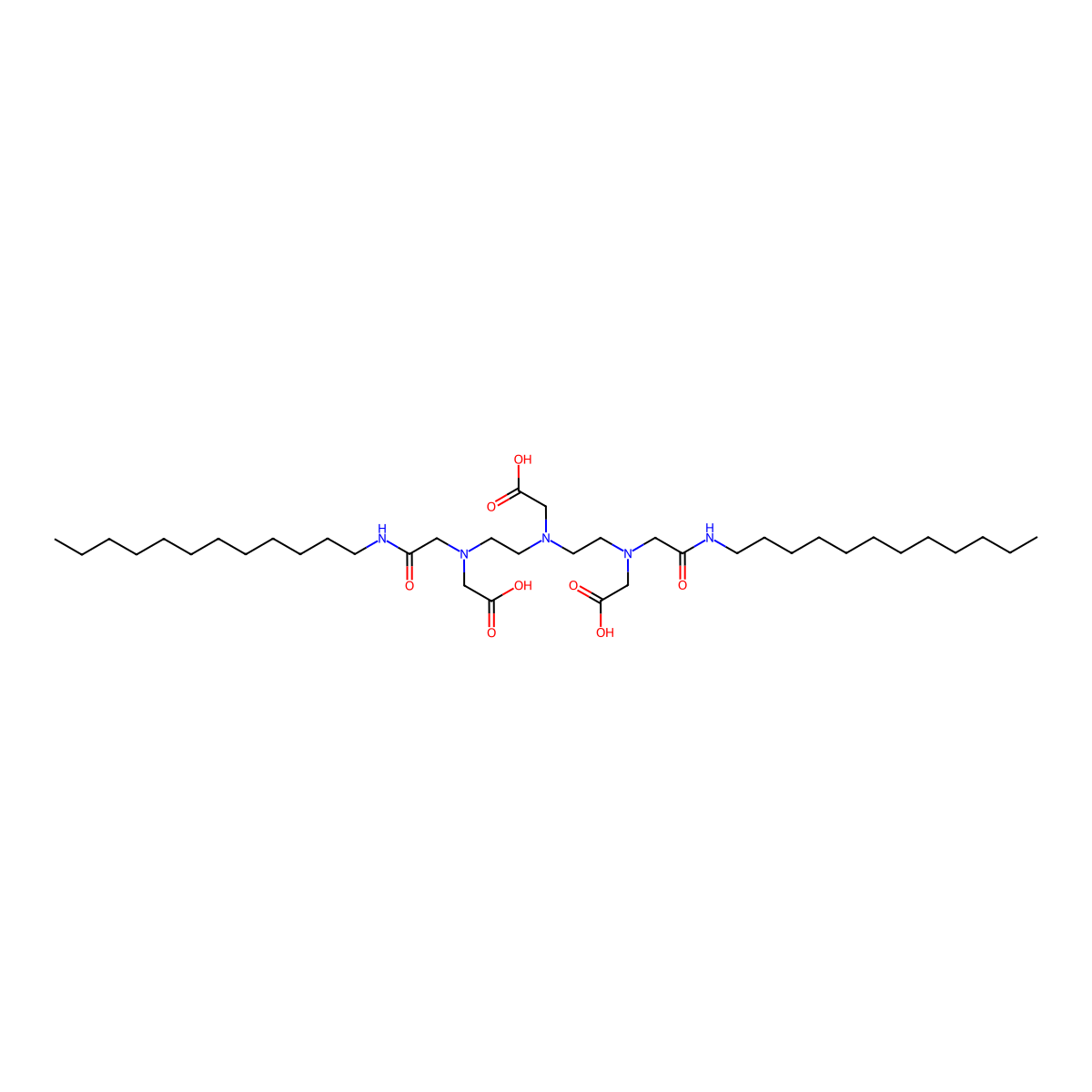 6,9-Bis(carboxymethyl)-3-(2-(dodecylamino)-2-oxoethyl)-11-oxo-3,6,9,12-tetraazatetracosan-1-oic acid molecular structure, CAS 102836-55-5