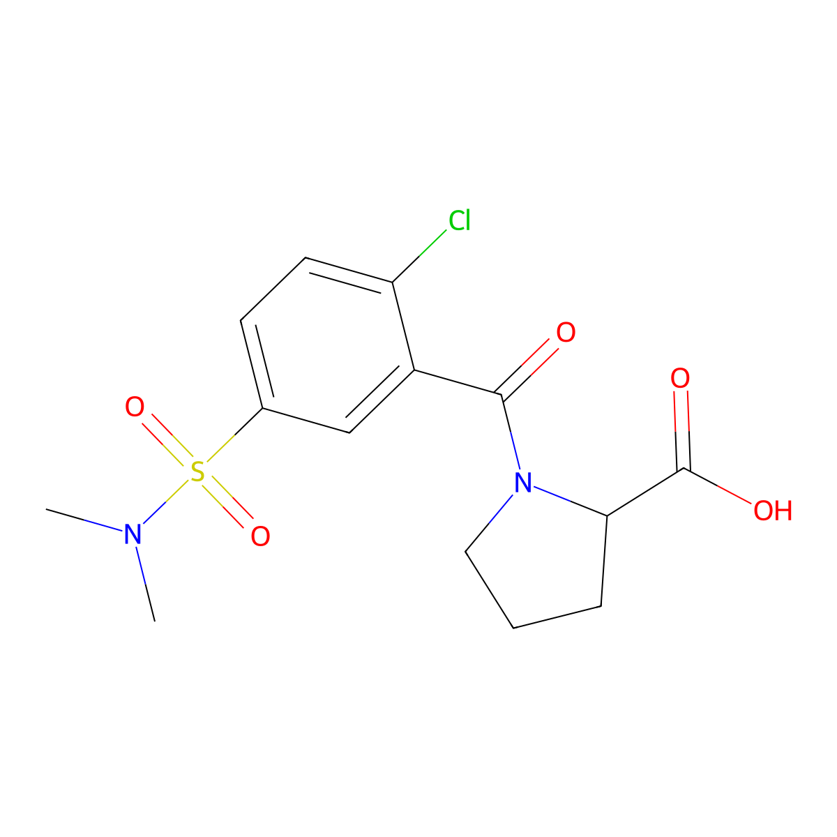 1-[2-Chloro-5-(dimethylsulfamoyl)benzoyl]pyrrolidine-2-carboxylic acid molecular structure, CAS 1028361-96-7