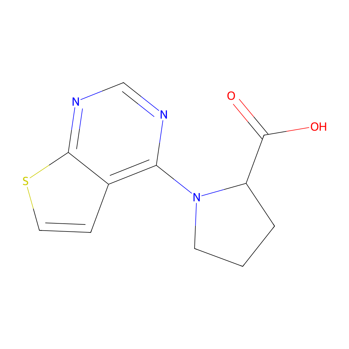 1-(Thieno(2,3-d)pyrimidin-4-yl)pyrrolidine-2-carboxylic acid molecular structure, CAS 1028366-39-3