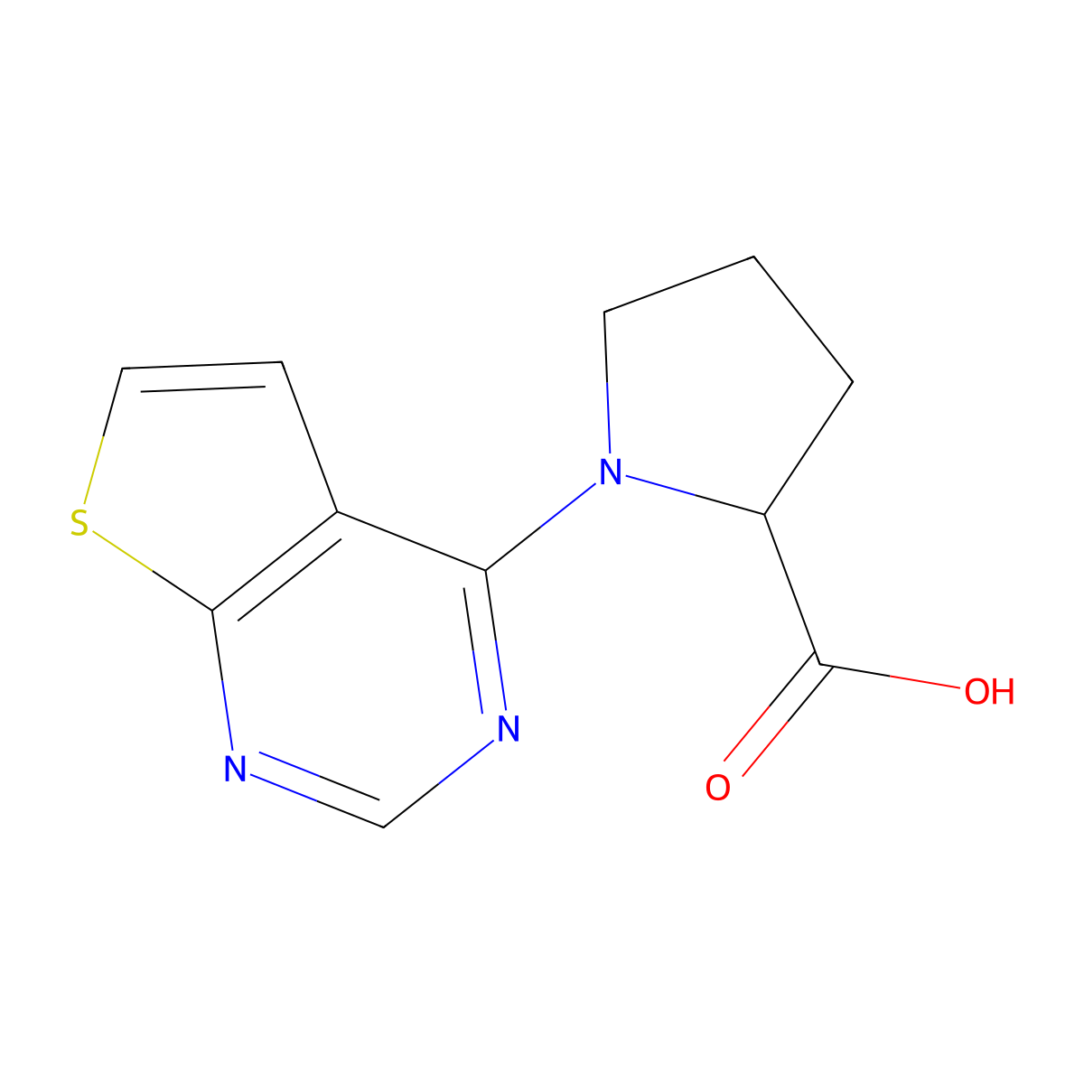 1-(Thieno(2,3-d)pyrimidin-4-yl)pyrrolidine-2-carboxylic acid molecular structure, CAS 1028366-39-3