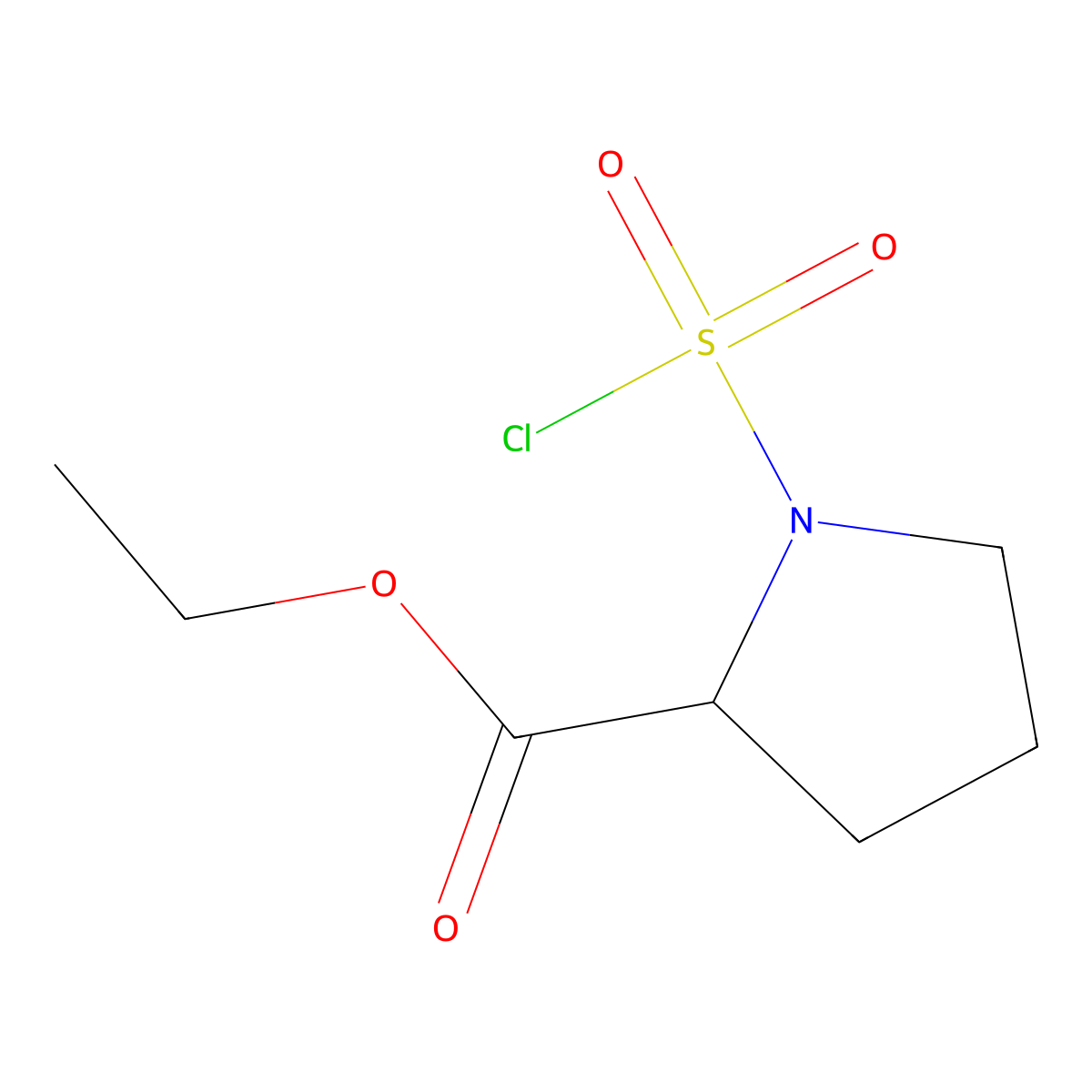 Ethyl 1-(chlorosulfonyl)pyrrolidine-2-carboxylate molecular structure, CAS 1028366-95-1