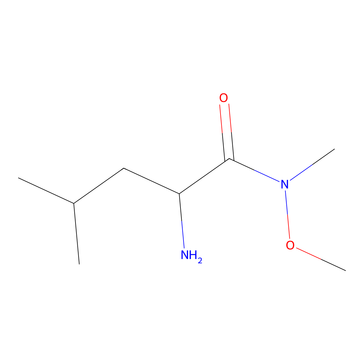 (2S)-2-amino-N-methoxy-N,4-dimethylpentanamide molecular structure, CAS 102837-29-6