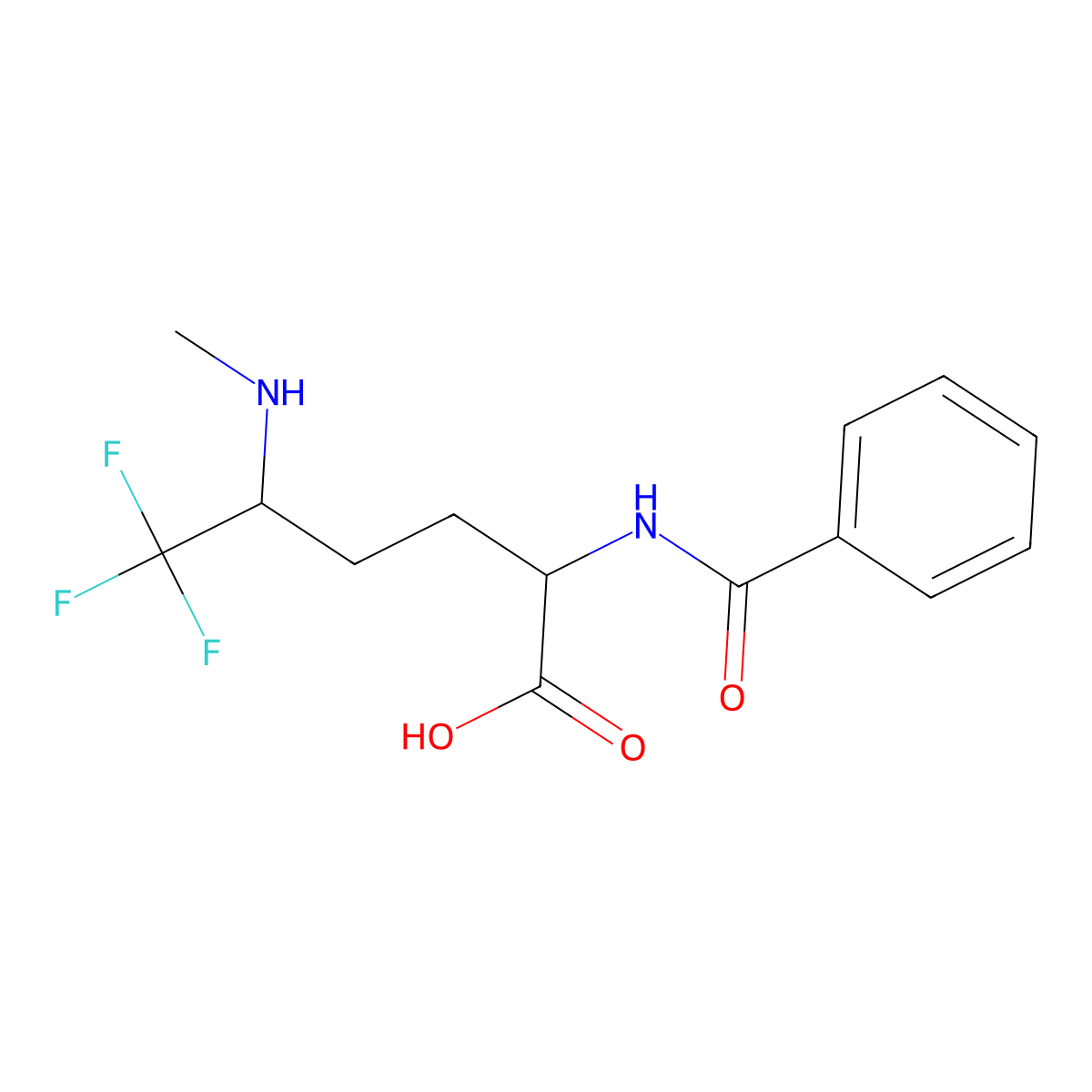 6,6,6-Trifluoro-5-(methylamino)-2-(phenylformamido)hexanoic acid molecular structure, CAS 1028371-96-1