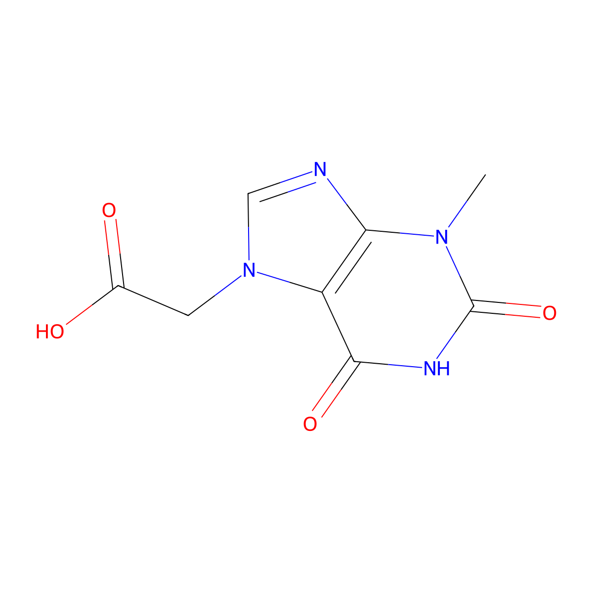 (3-Methyl-2,6-dioxo-1,2,3,6-tetrahydro-purin-7-yl)-acetic acid molecular structure, CAS 102838-43-7