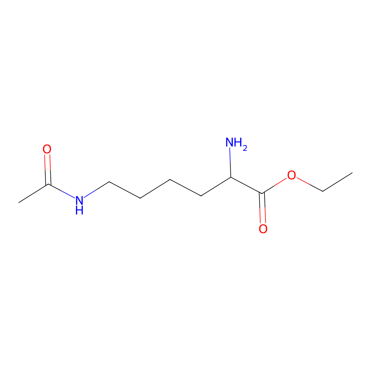 ethyl (2S)-2-amino-6-acetamidohexanoate molecular structure, CAS 102838-72-2