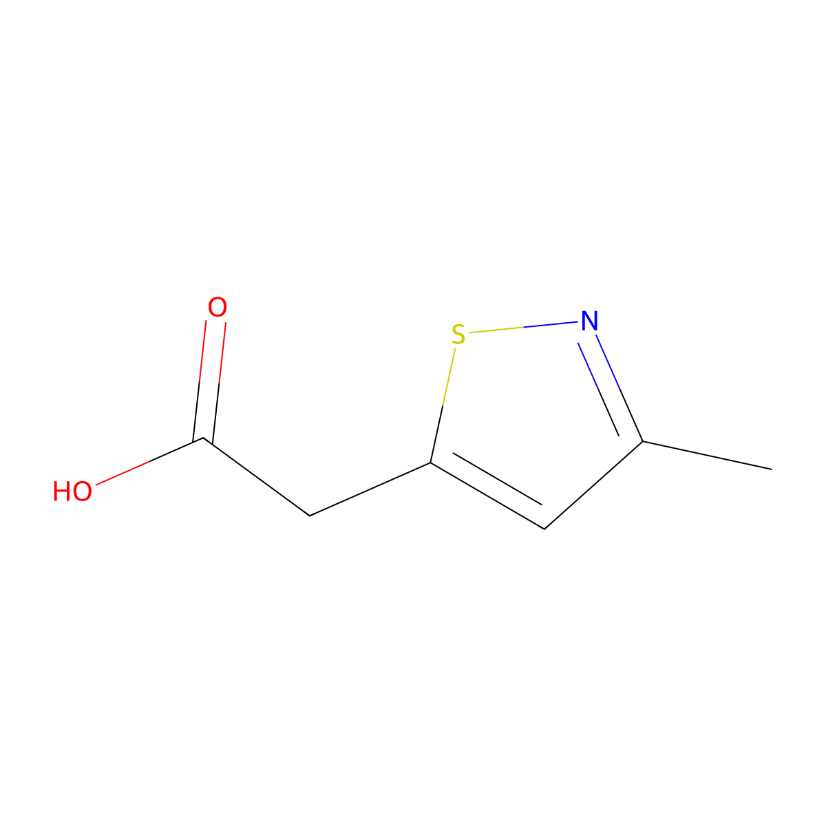 2-(3-Methyl-1,2-thiazol-5-yl)acetic acid molecular structure, CAS 10284-40-9