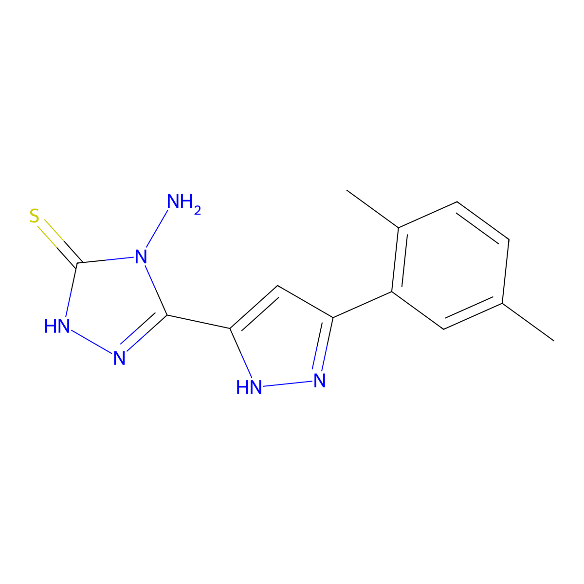 4-amino-5-[3-(2,5-dimethylphenyl)-1H-pyrazol-5-yl]-4H-1,2,4-triazole-3-thiol molecular structure, CAS 1028417-18-6