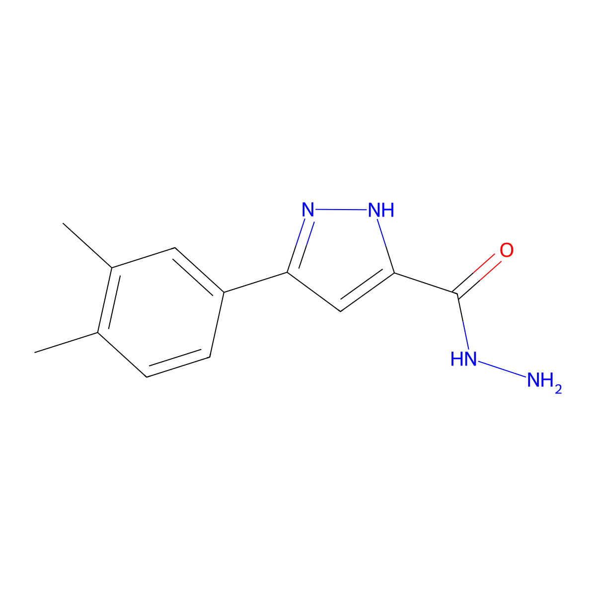 3-(3,4-dimethylphenyl)-1H-pyrazole-5-carbohydrazide molecular structure, CAS 1028417-28-8