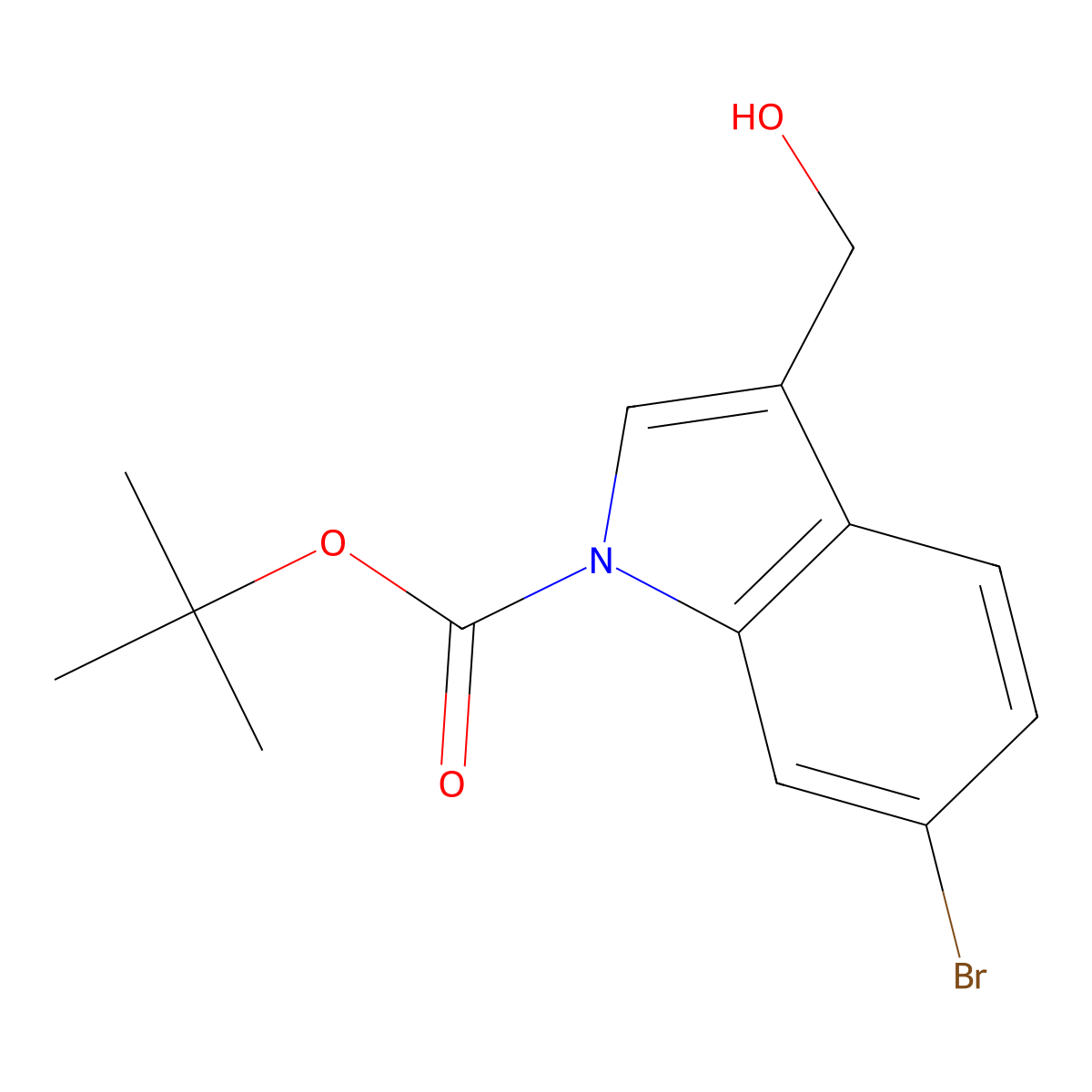 tert-butyl 6-bromo-3-(hydroxymethyl)-1H-indole-1-carboxylate molecular structure, CAS 1028424-48-7