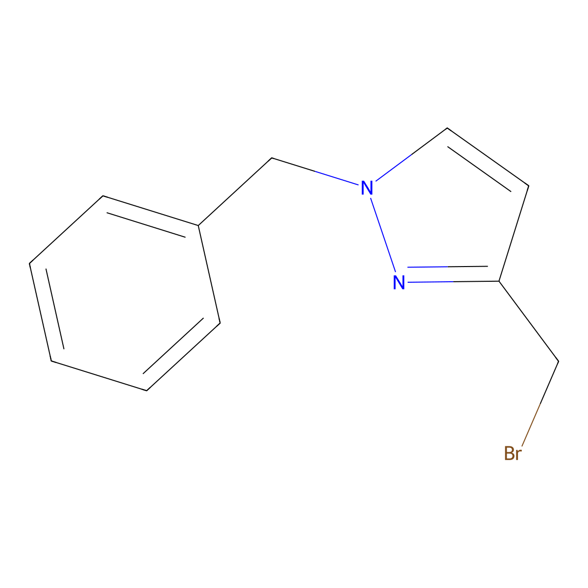 1-benzyl-3-(bromomethyl)-1H-pyrazole molecular structure, CAS 102846-14-0