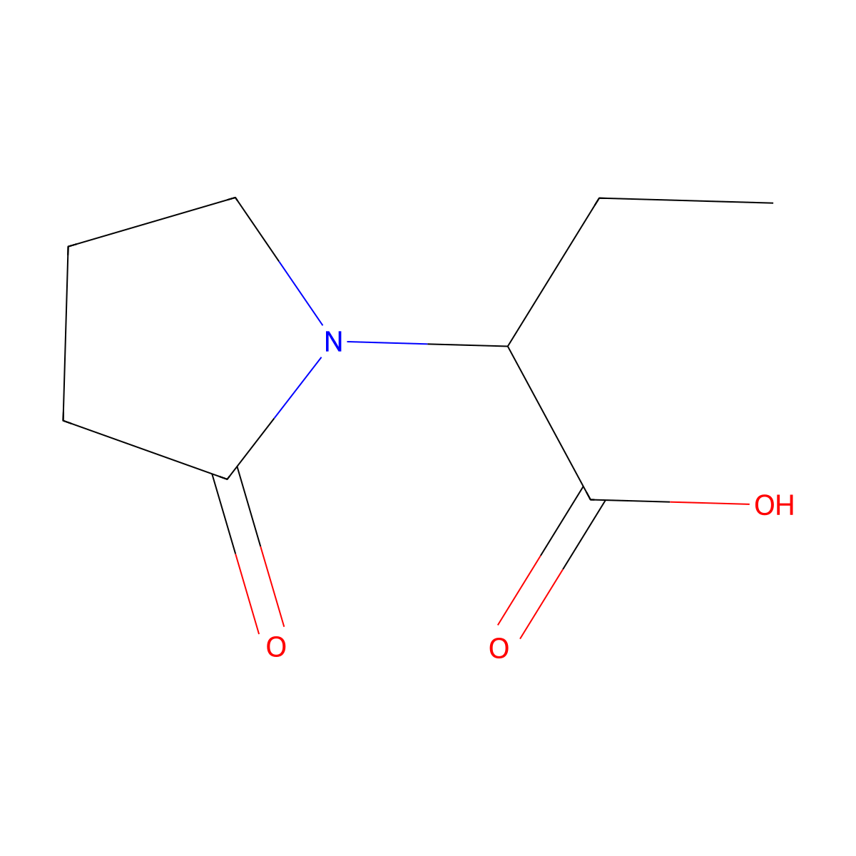 2-(2-Oxopyrrolidin-1-yl)butanoic acid, (2S)- molecular structure, CAS 102849-49-0
