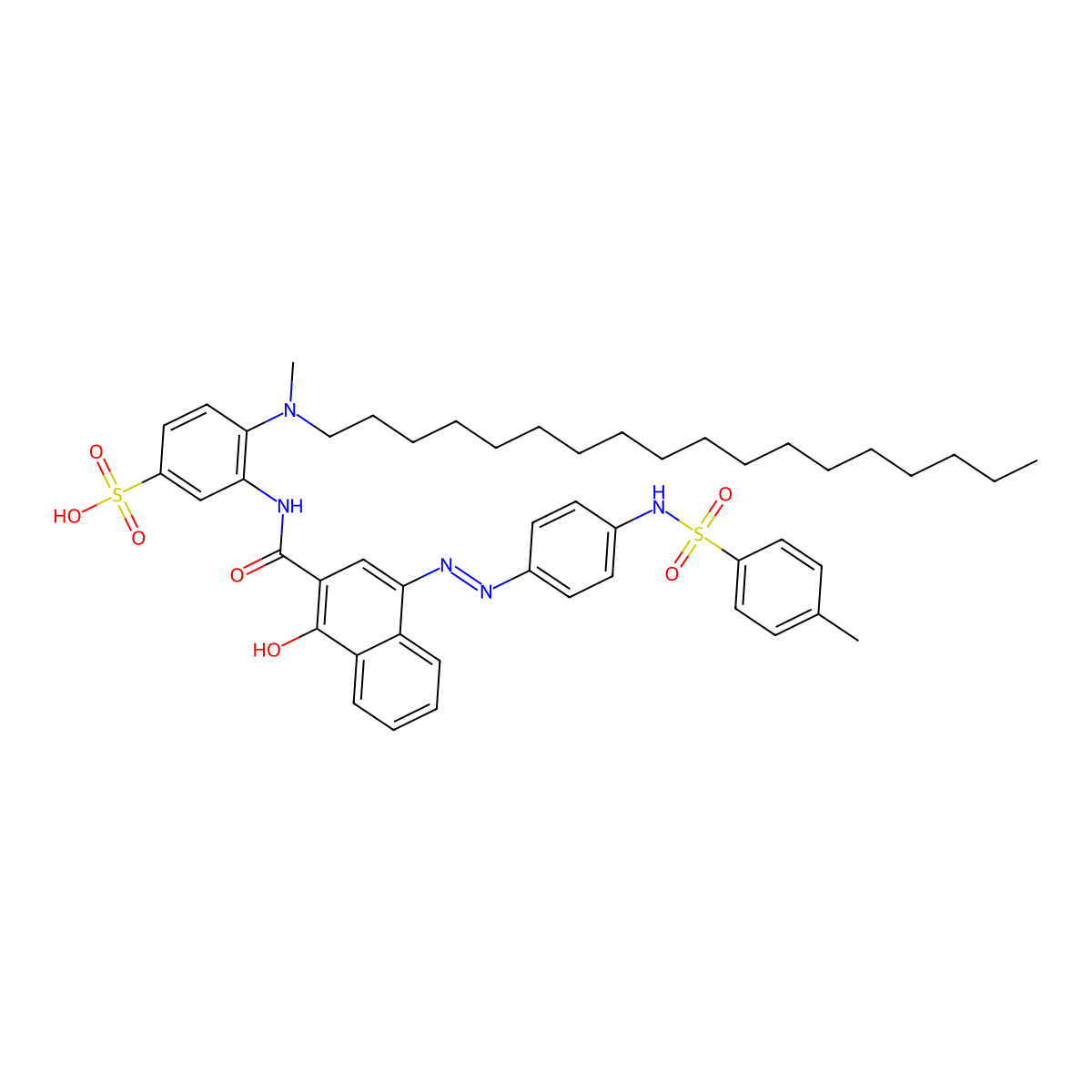 3-({1-Hydroxy-4-[(E)-(4-{[(4-methylphenyl)sulfonyl]amino}phenyl)diazenyl]-2-naphthoyl}amino)-4-[methyl(octadecyl)amino]benzenesulfonic acid molecular structure, CAS 10285-76-4