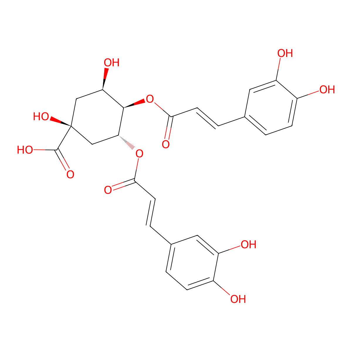 (1S,3R,4R,5R)-3,4-Bis[3-(3,4-dihydroxyphenyl)prop-2-enoyloxy]-1,5-dihydroxycyclohexane-1-carboxylic acid molecular structure, CAS 102851-07-0
