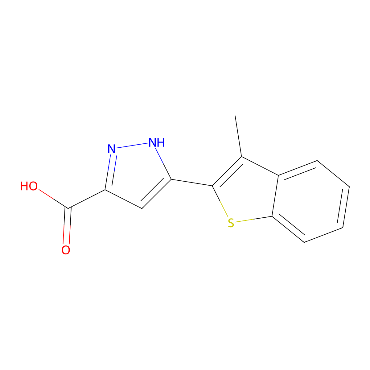 5-(3-methylbenzo[b]thiophen-2-yl)-1H-pyrazole-3-carboxylic acid molecular structure, CAS 1028530-94-0