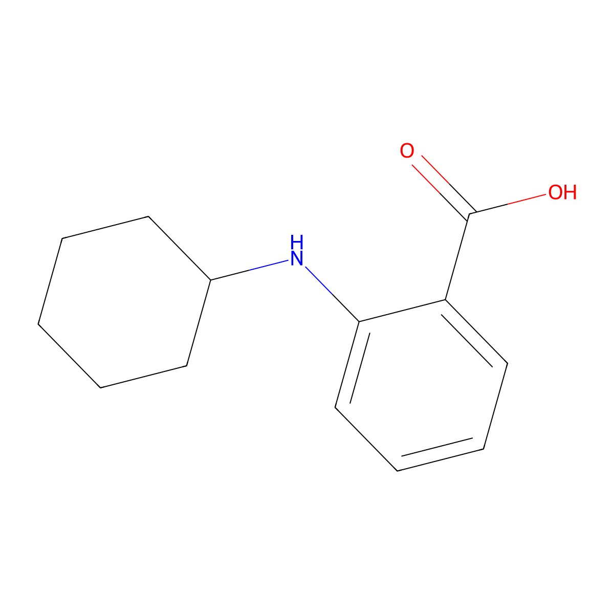 2-(Cyclohexylamino)benzoic acid molecular structure, CAS 10286-53-0