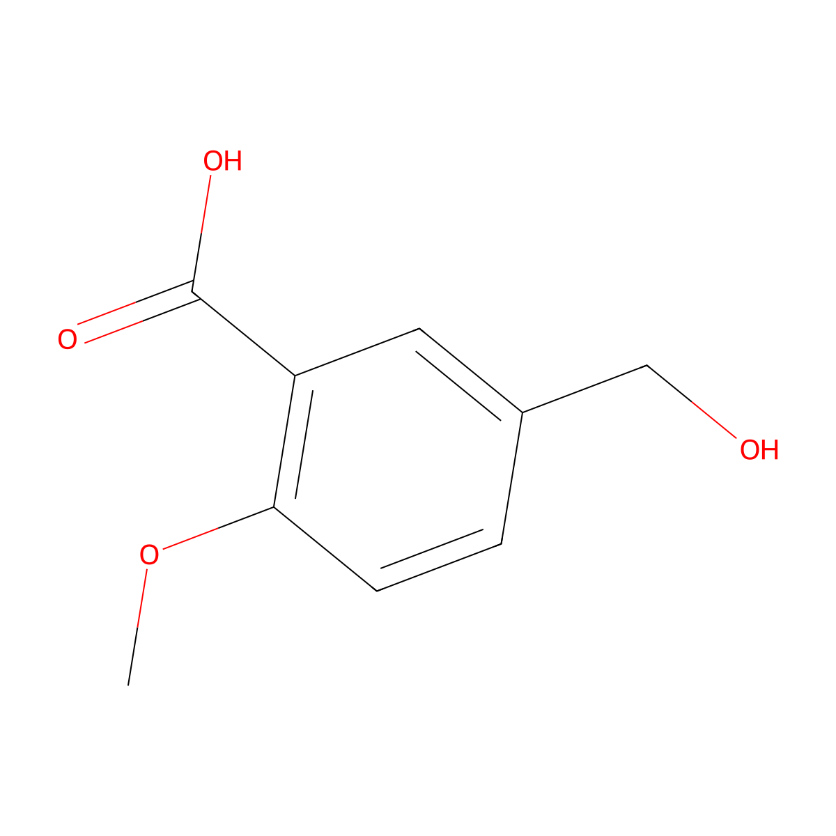 5-(Hydroxymethyl)-2-methoxybenzoic acid molecular structure, CAS 10286-57-4
