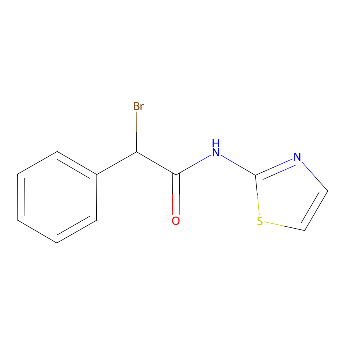 2-bromo-2-phenyl-N-(1,3-thiazol-2-yl)acetamide molecular structure, CAS 102862-35-1