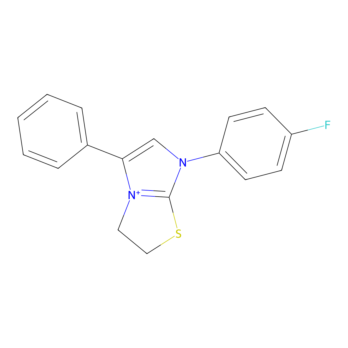 7-(4-Fluorophenyl)-5-phenyl-3,7-dihydro-2H-imidazo[2,1-b]thiazol-4-ium molecular structure, CAS 1028629-82-4