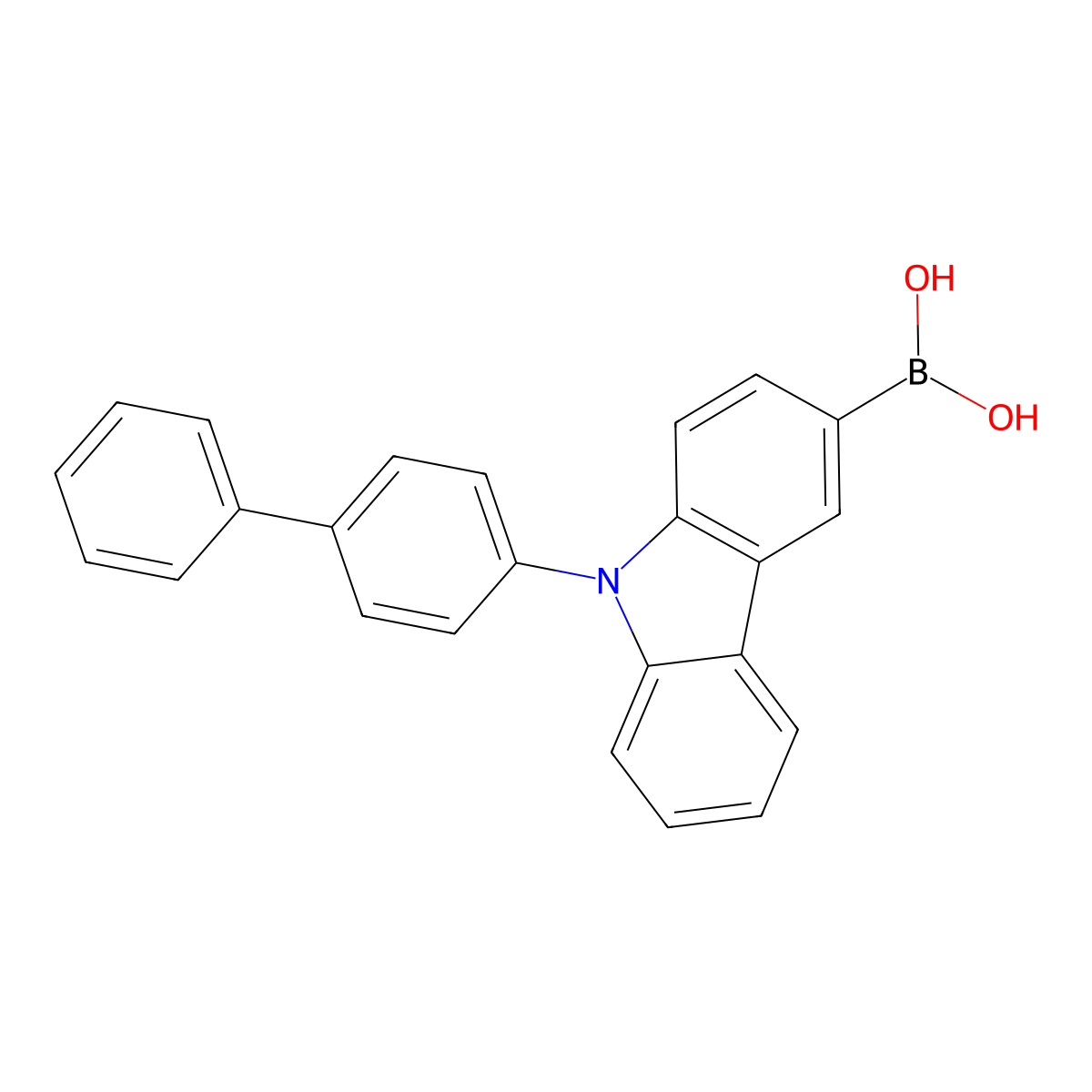 (9-([1,1'-Biphenyl]-4-yl)-9H-carbazol-3-yl)boronic acid molecular structure, CAS 1028648-22-7