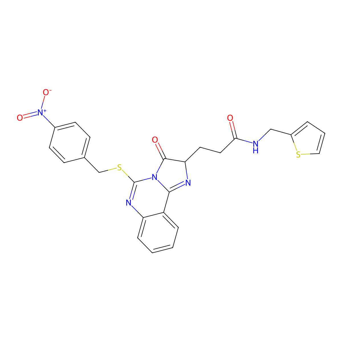 3-(5-{[(4-nitrophenyl)methyl]sulfanyl}-3-oxo-2H,3H-imidazo[1,2-c]quinazolin-2-yl)-N-[(thiophen-2-yl)methyl]propanamide molecular structure, CAS 1028648-65-8